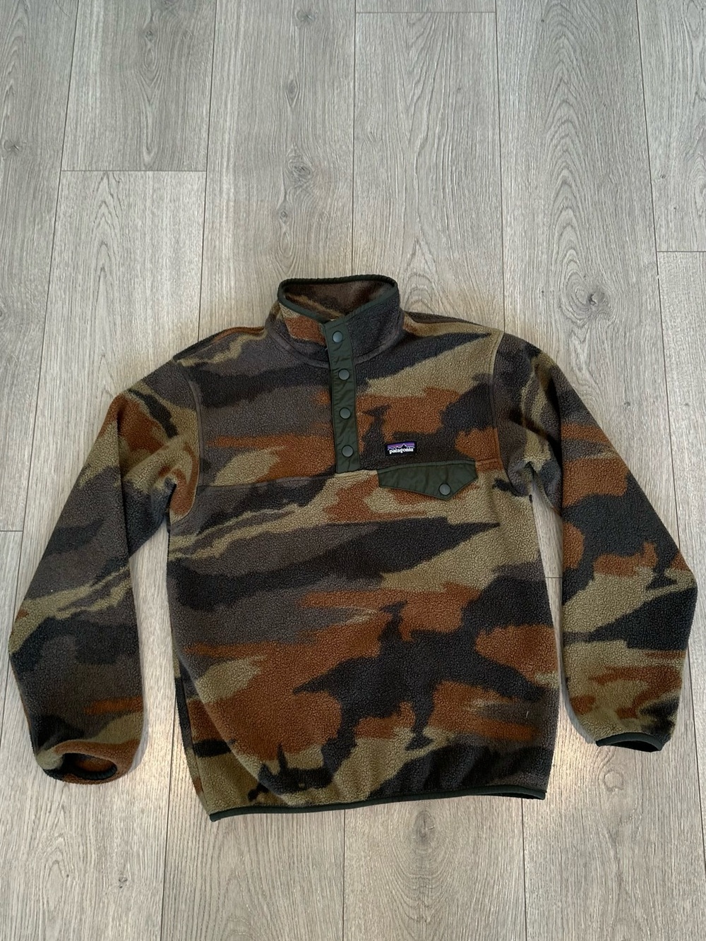 Patagonia Men’s Camouflage Snap-T Fleece Pullover - Brown/Olive/Black